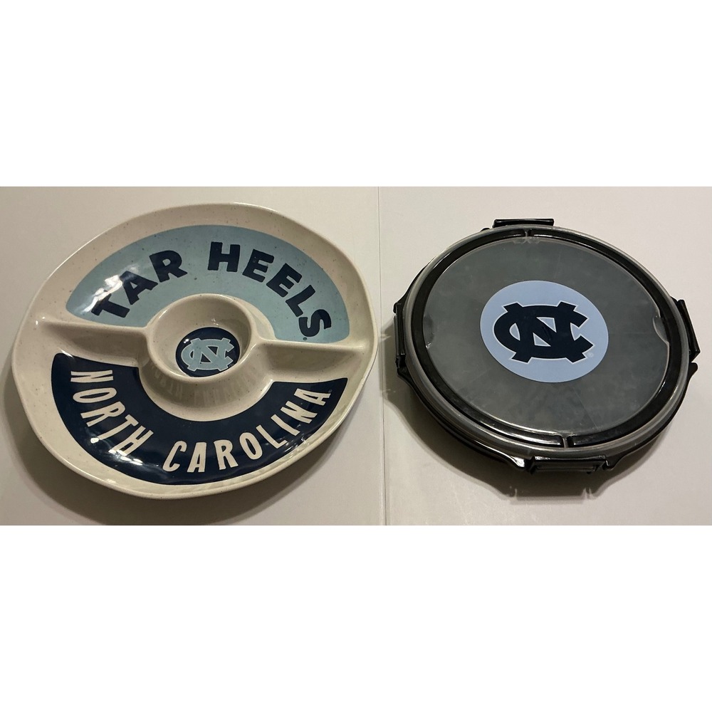UNC Tar Heels Chip Dip Platter and Portable Food Caddy Set Tailgate Picnic BBQ